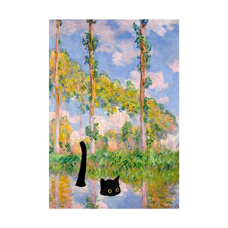 Van Gogh Black Cat Sunflowers Funny Art Matisse Monet Canvas Painting Posters And Prints Wall Pictures For Living Room Decor