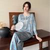1011 new summer ice silk pajamas women's Chinese style simulation silk suit can be worn outside mother's clothing thin