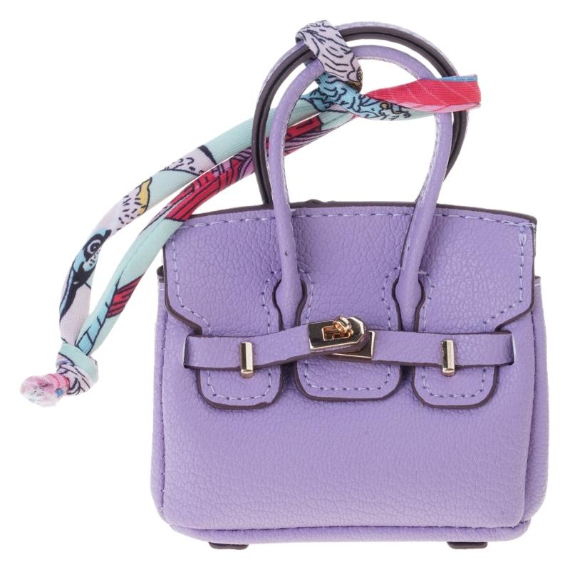 Mini Wireless Earbuds Case Organiser Key Holder Charm Faux Leather Keyring Pouch Various Vibrant Color Choice