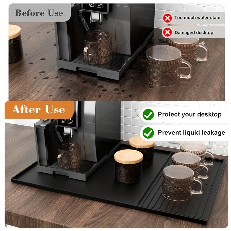 2-in-1 Silicone Coffee Bar Mat - Non-Slip Counter Protector for Espresso Machine (23.6x15.7in), Dishwasher Safe