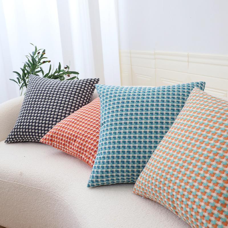 Simple Yarn-Dyed Jacquard Pillow Case Light Luxury Cushion Cover 45x45cm For Nordic Style Hotel Decorative Sofa Cushions