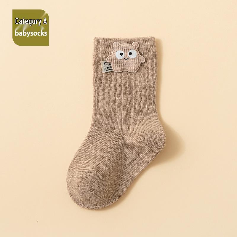 Korean Style Baby Antibacterial Mid-Calf Socks – Combed Cotton, Odor-Resistant, Newborn Spring/Autumn Collection.