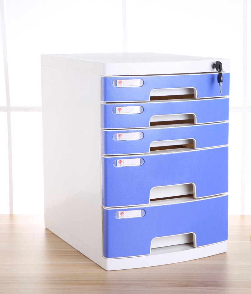 4-Drawer Lockable Plastic Office File Cabinet, Thickened Storage Box