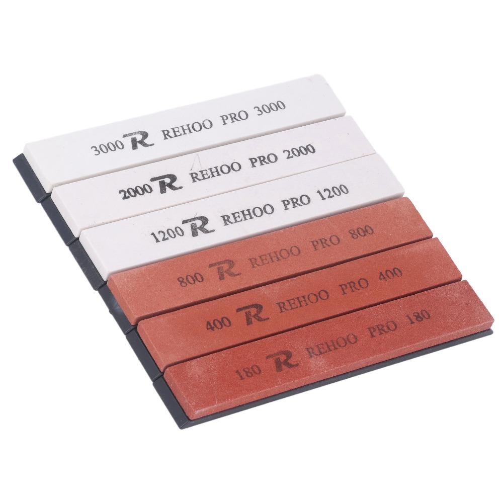 6 PCS White Reddish Brown Sharpening Stone Set White Corundum Whetstone Set Home Kitchen