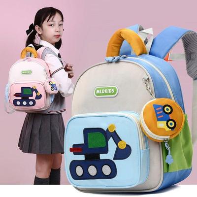 New Cute Excavator Backpack for Kids - Super Lightweight Double Shoulder School Bag for Boys and Girls.