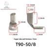 T90 Copper Tube Terminal, 90-Degree Right-Angle Bend Crimp Lug, T90-6/5 To T90-240/16 Copper Wire Lug