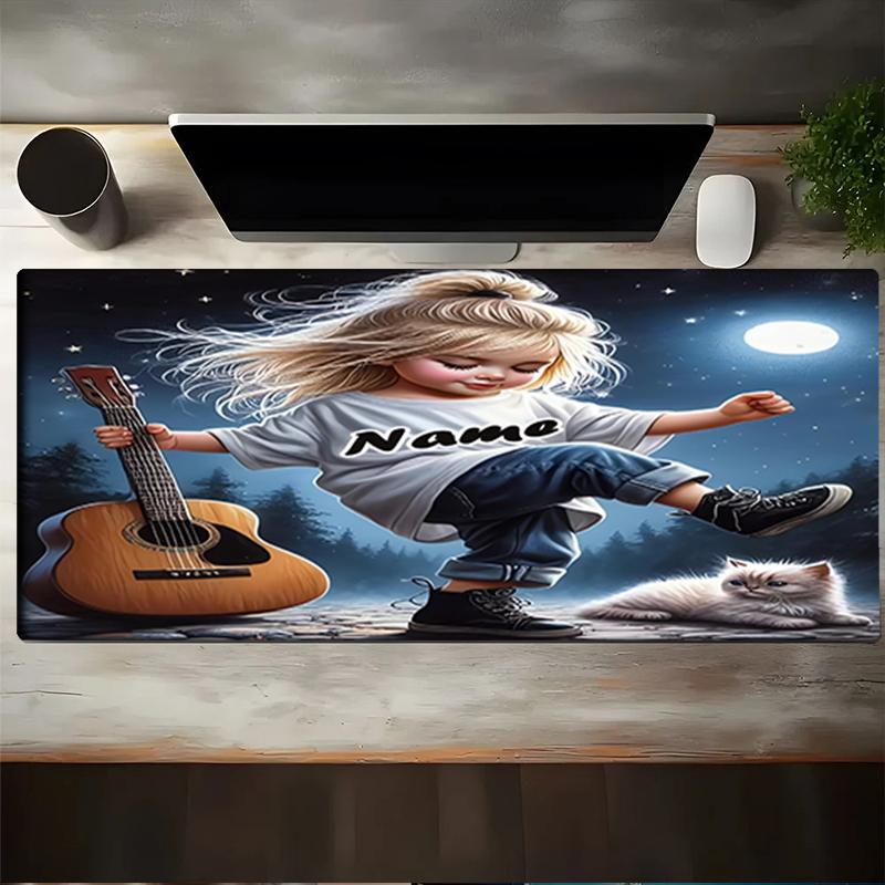 1PC Custom Name Night Sky Guitar Dreams Mouse Pad, Keyboard and Mouse Desk Pad, for Computer Notebook Birthday Gift For Any Room Or Office