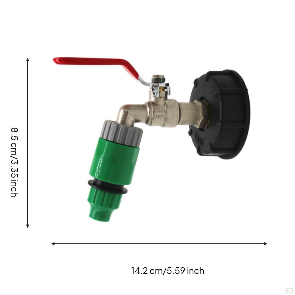 IBC Tank Adapter with Shutoff Brass Tote Leakproof for Garden Watering 12IN Nipple Faucet