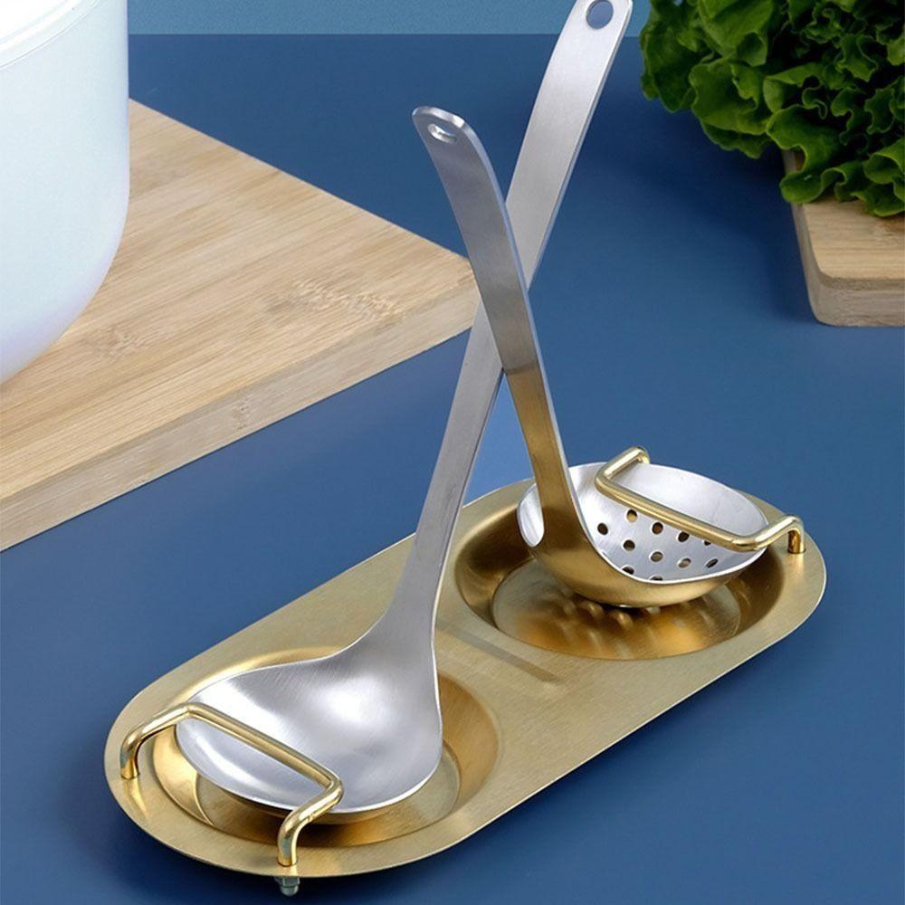 Creative Soup Spoon Holder Double Hole Spoon Rest Household Colander Storage Rack  Tableware