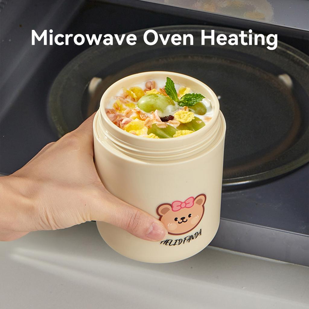 Thickened Plastic Fruit Salad Cup For Kids Students Breakfast Cup With Spoon Portable Sealed Yogurt Oat Container Microwave Safe