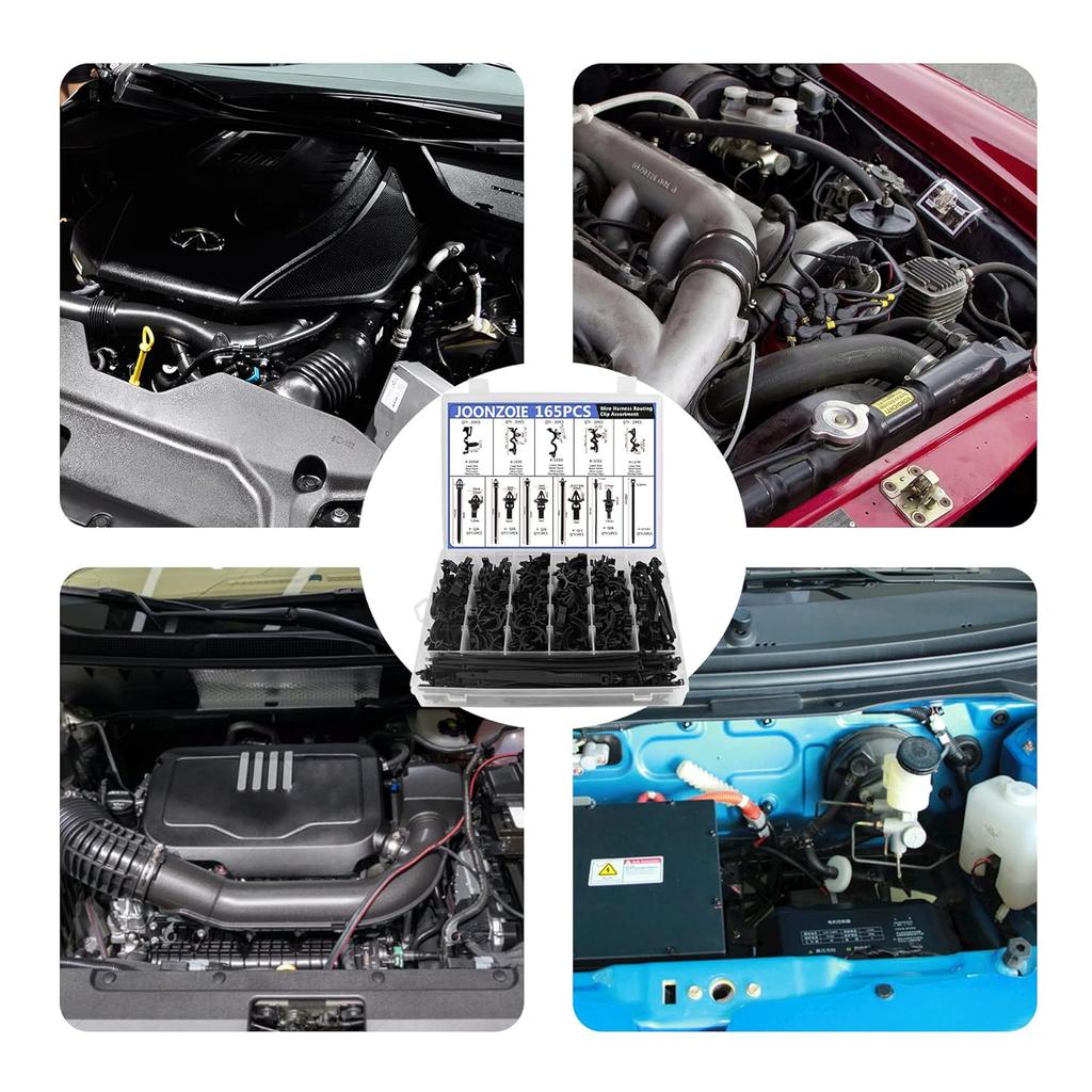 Car Harness Routing Clips 165PCS Assortment 11 Different Sizes Automotive Wire Routing Clips Replacement Parts for Honda GM Mazda Jeep Wrangler