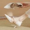 Fashion With Medium Heels Ladies Pumps Pointed Toe Stilito Pearl Women's Shoes Fashion Elegant Dress Vacation Non Slip Young Chic Point