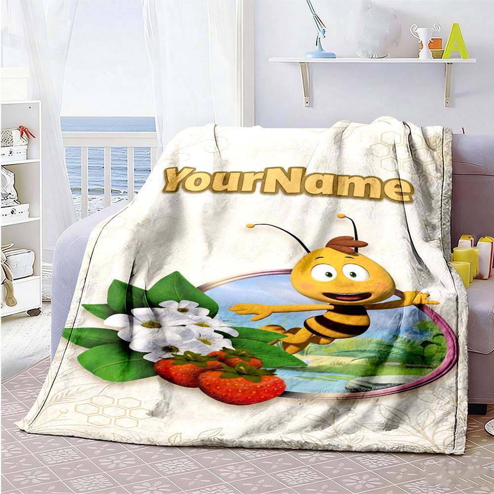 Biene Maja Customize Text Blanket Multi-purpose Customizable Blanket Warmthful Decor for Sofa Livingroom Office Chair Living Room