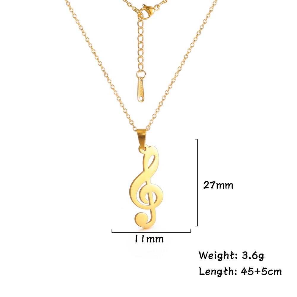 Teamer Stainless Steel Necklace for Women Music Note Instrument Guitar Pendant Charms Gold Plated Fashion Jewelry Romantic Gift