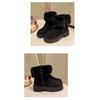 Bottes de neige à bouche poilue pour femmes, tube court, semelle épaisse, bout rond, fermeture éclair latérale et chaussures en coton chaud en peluche