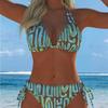 The New European and American Split Printing Splicing Neck Women's Split Swimsuit Bikini Suit Is Sexy