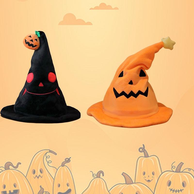 Halloween Electric Pumpkin Elf Hat Ghost Festival Party Costume Plush Toy Yellow 30*30*40cm Black 30*30*40cm