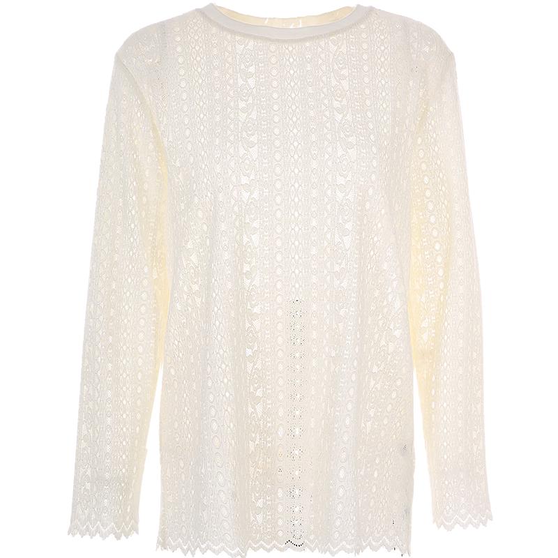 Betu Women s Round Neck Lace Cutout Loose Fit T-Shirt M