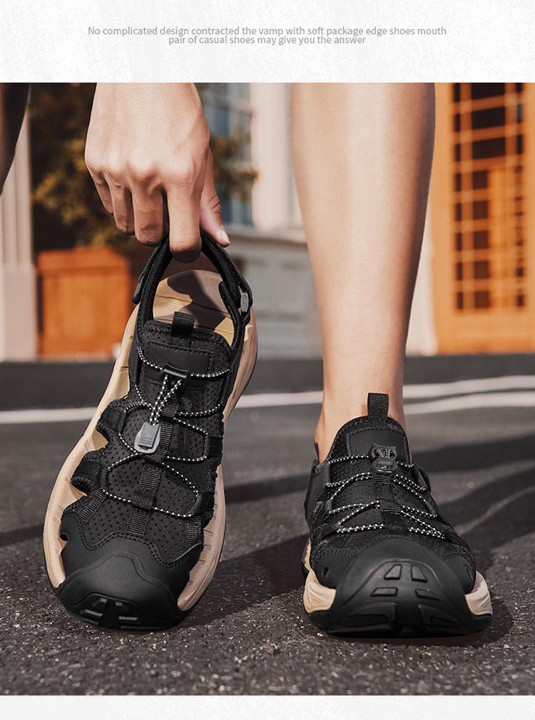 Men's Plus Size Cross-Strap Breathable Closed-Toe Sandals for Summer 2025 - Casual Outdoor Beach Shoes