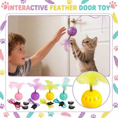 Jouet interactif pour chat Boule suspendue avec accessoire plume Matériau TPR élastique Jouet de divertissement durable pour chat pour le jeu et l'exercice