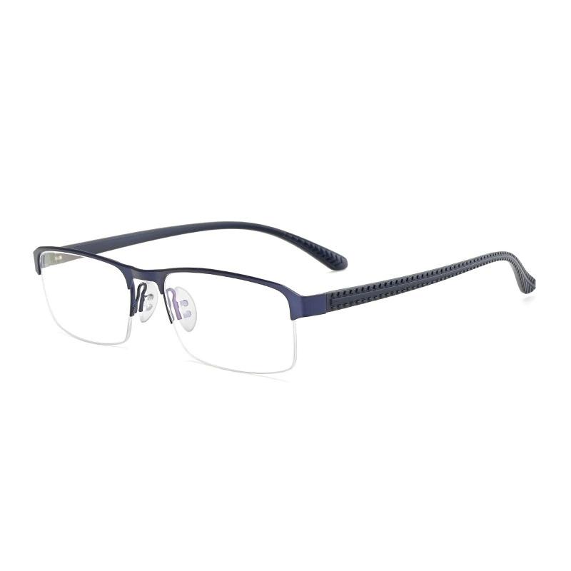 TGCYEYO Men's Myopia Prescription Glasses Square Half Rim Frame Alloy Optical Eyeglasses Multifocal Eyewear Flexible Mirror Legs