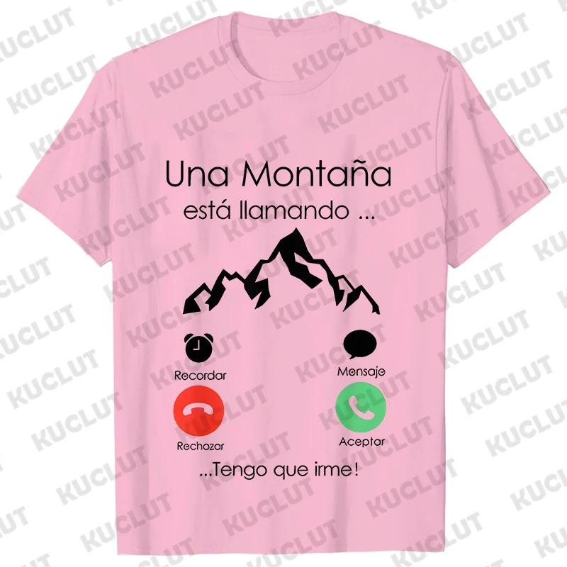 

Mountain Is Calling I Must Go Spanish T Shirt for Men Women Clothing Short Sleeve Casual T-shirts Climbing Men s Street Tees S