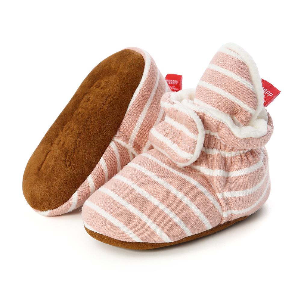 Scarpe calde a righe autunnali e invernali per bambini con suola morbida per camminare per neonati e bambini in età prescolare di età 0-1 anno possono indossare scarpe di cotone