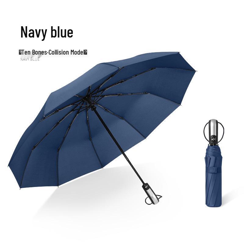 Fully Automatic 10-Rib UV Protection Folding Umbrella - Black Glue Sunscreen for Rain or Shine