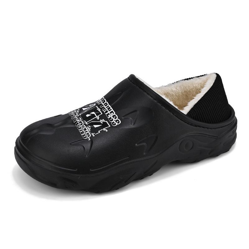 Men's Plus Size Non-Slip Cotton Slippers - Indoor/Outdoor, Warm, Heel-Covering Winter Shoes.