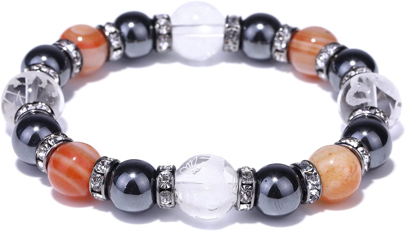 

Natural Stone Bracelet Power Stone Four Gods Hematite Birthstone Blue White Suzaku Genbu for August and [Kyojudo] Men s Dragon, Tiger, (Sardonyx
