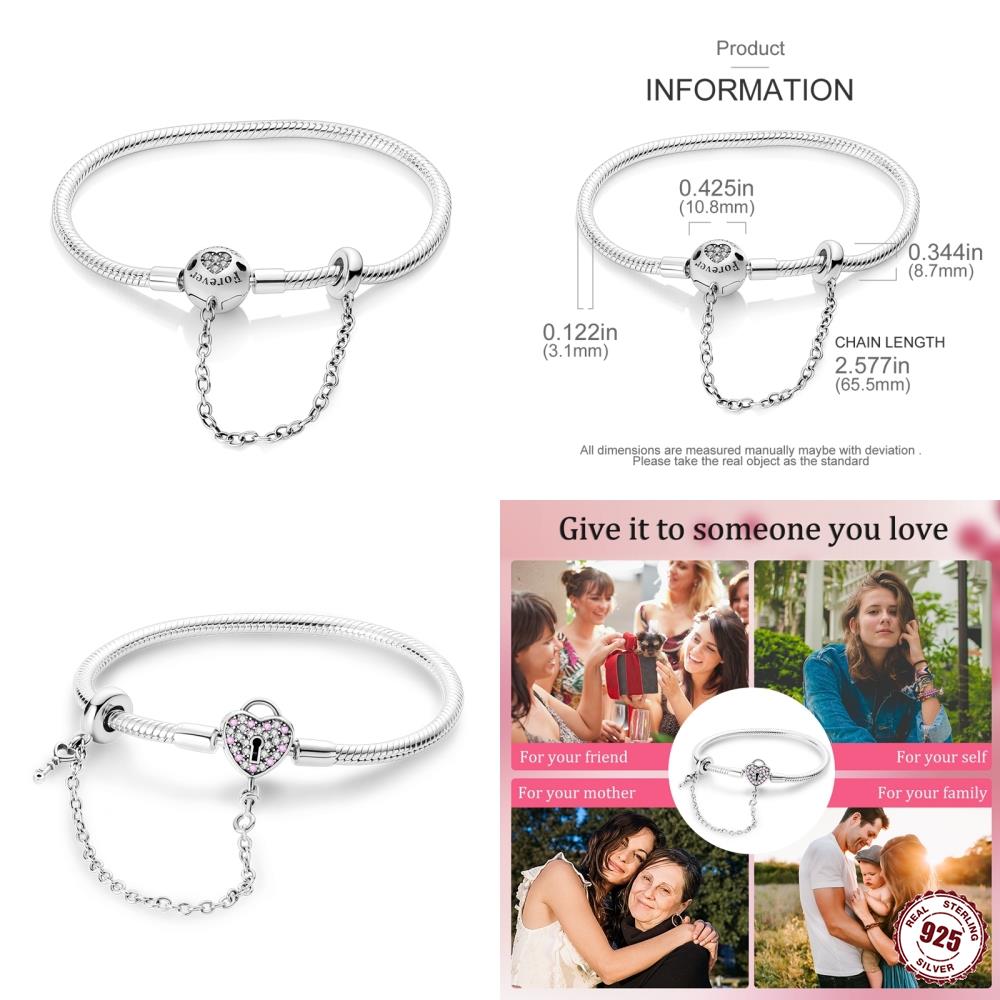 20 Style Original 17CM-20CM 925 Silver Snake Basic Bracelet Heart Moon Star Women DIY CZ Jewelry Fit Beads Charm