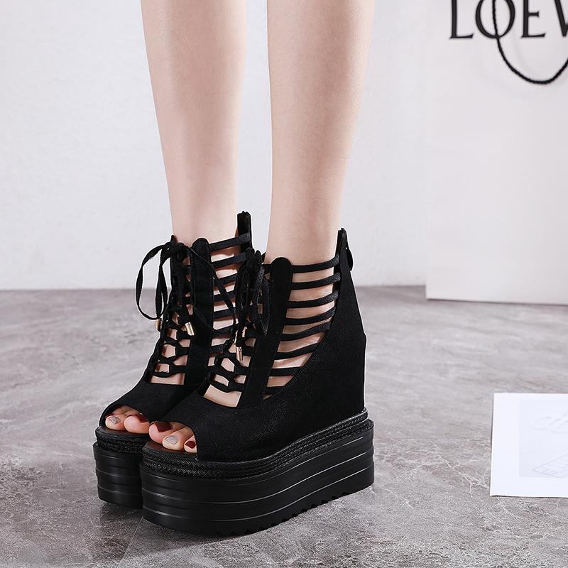 Fashion 15CM Women's Fish Mouth Wedge Sandals Thick Platform High-heeled Shoes wedges shoes for women  high heels