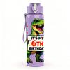1 PZ È il Mio 6° Compleanno Figura di Dinosauro 750ml Bottiglia d'Acqua in Plastica Colorata Tappo con Cannuccia a Flip Anti-perdite Per Sport Ufficio Uso Domestico
