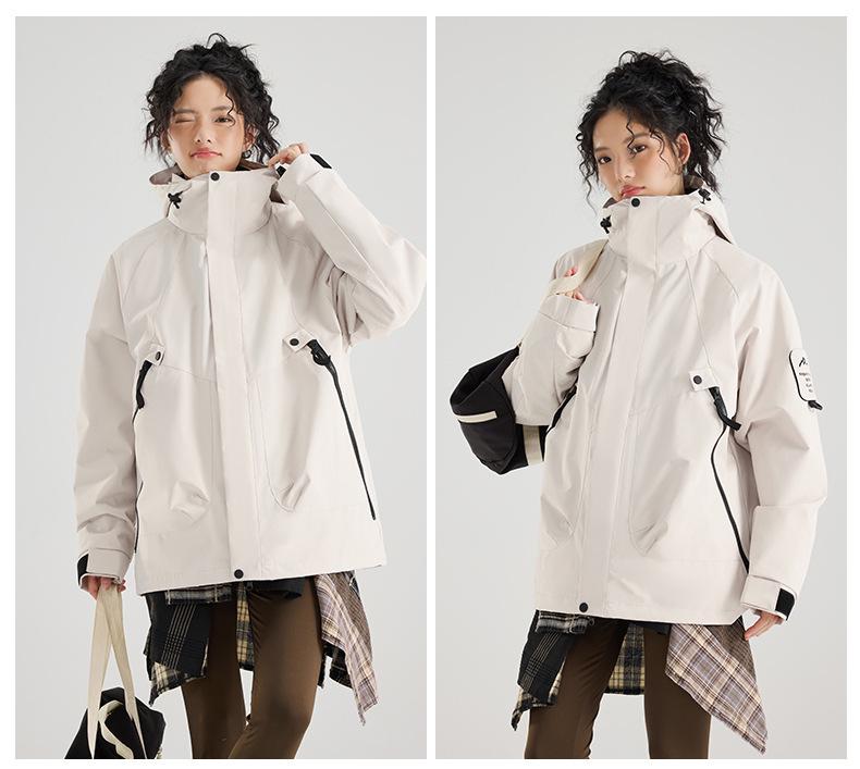 Unisex 3-in-1 Waterproof Windproof Hooded Jacket for Outdoor Mountaineering