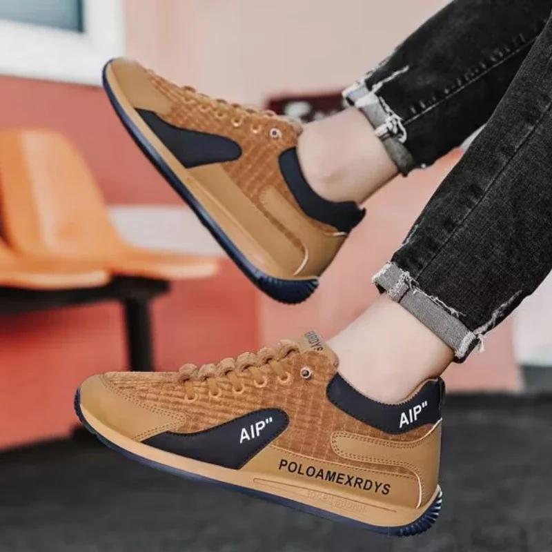 Fashion Men's Casual Thick Soled Sneakers Breathable Shoes New Autumn Men Slip on Antiskid Walking Flats Shoes Fashion Vulcanized Shoes