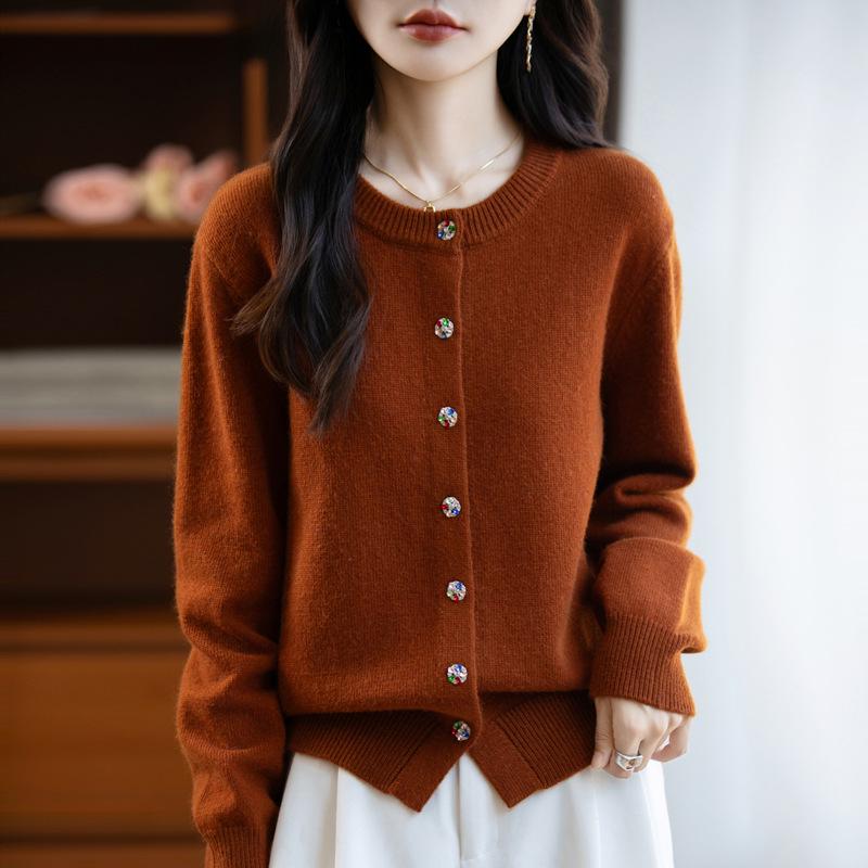 2025 Höst/Vinter Dam Plus Size Lösstickad Kofta - Långärmad High-End Tröja