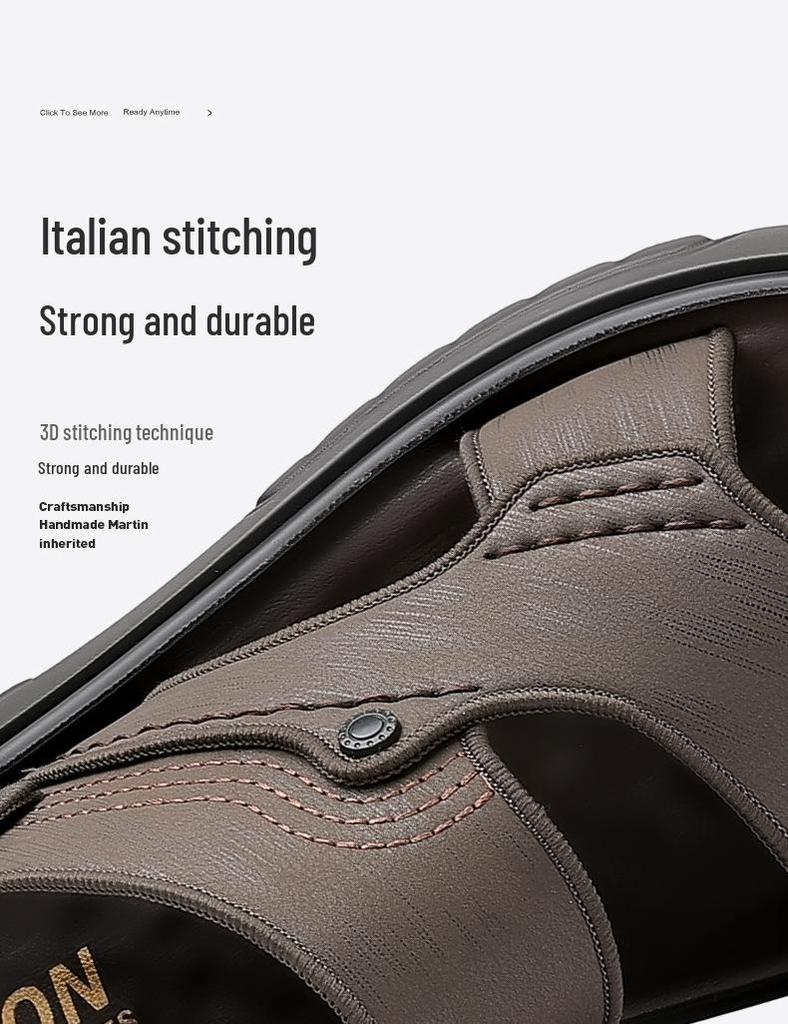 2025 Men's Dual-Use Driving Sandals: Soft Sole, Latex Pad, Plus Size Beach Slippers