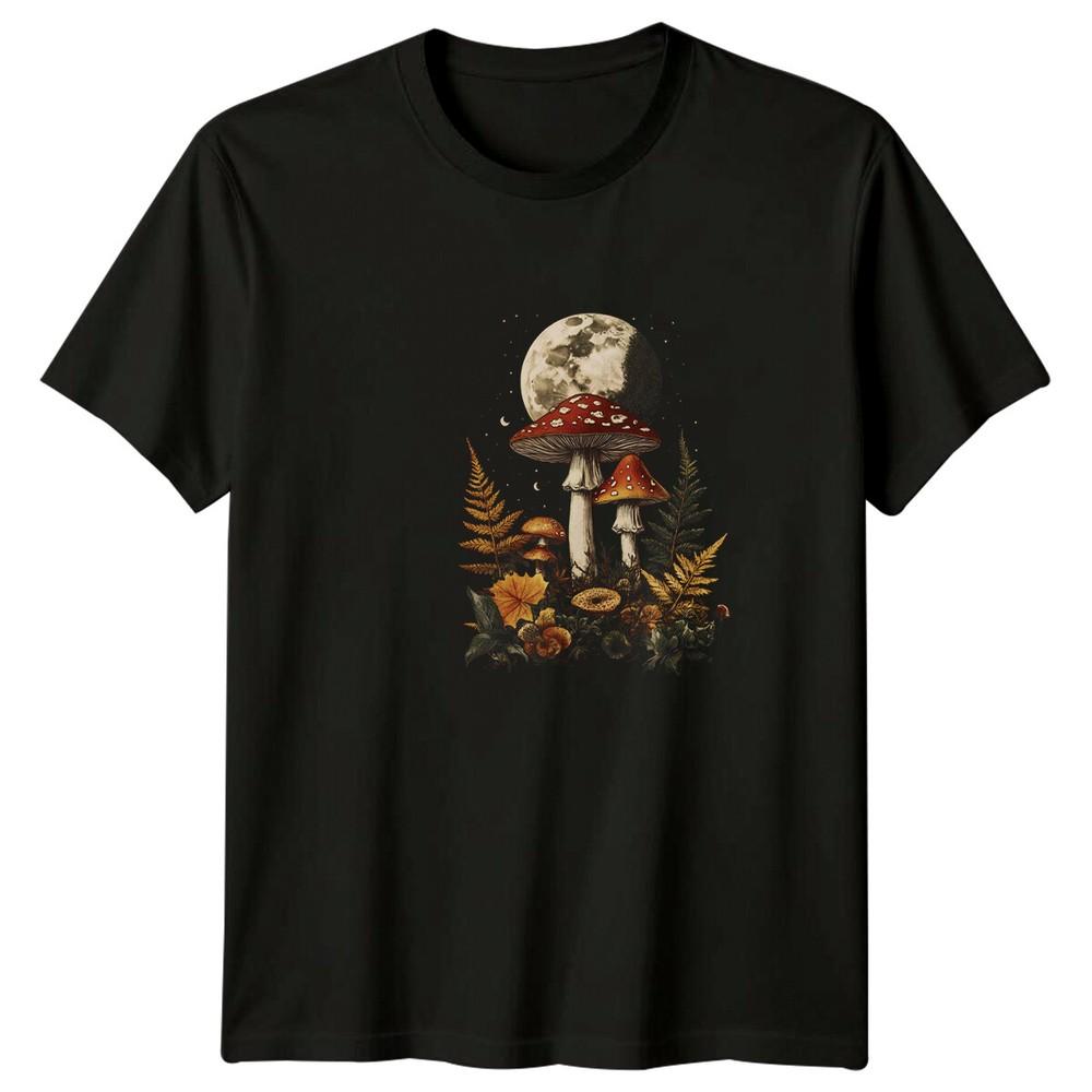 Fungi Moon TShirt Nature Mushroom Celestial Design Tee