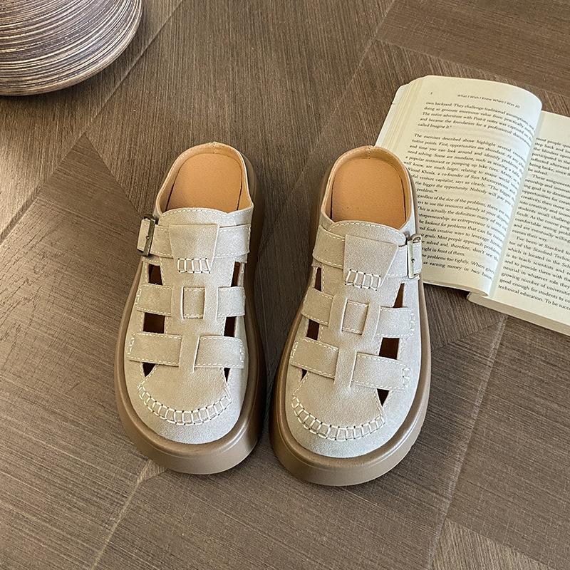 Two wearing bag head sandals for women's summer wear 2025 new thick-soled muffin lazy one-pedal shoes