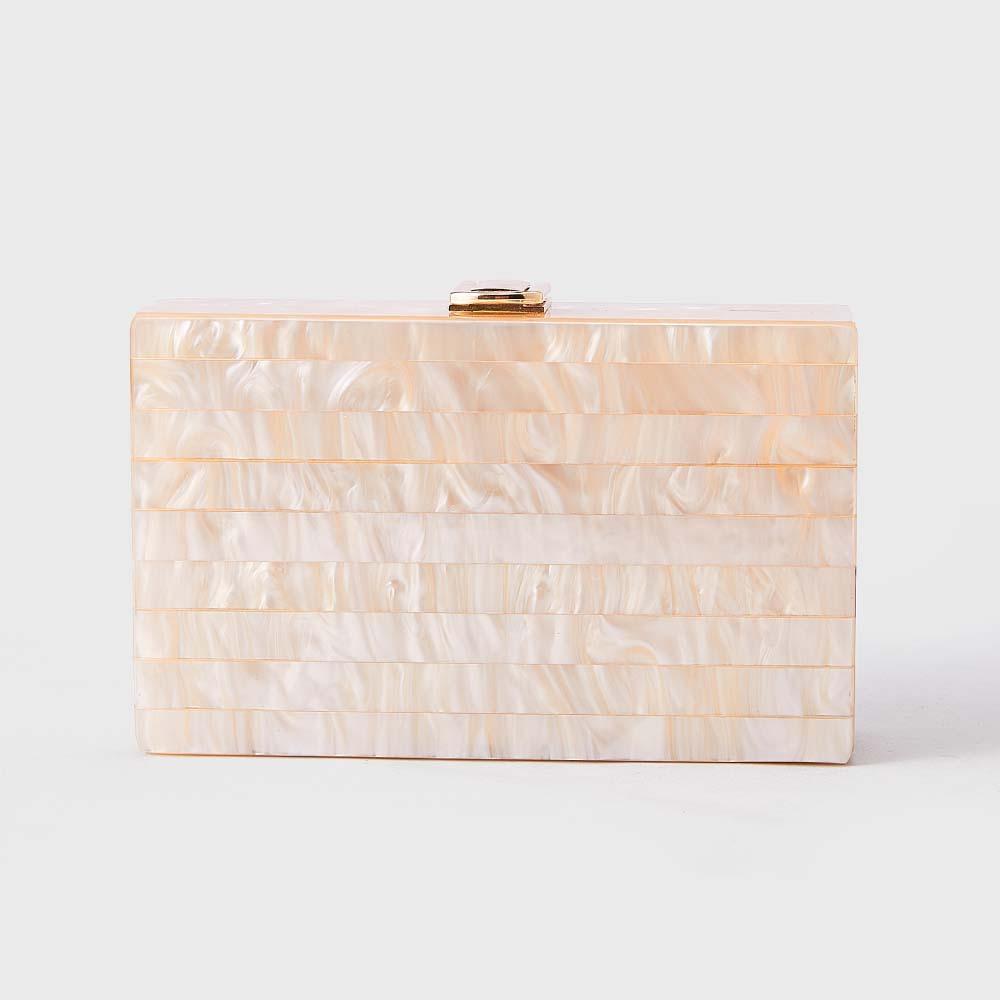 Women'S Fashion Striped Splicing Pearlescent Acrylic Bag Shoulder Oblique Span Banquet Clutch Bag