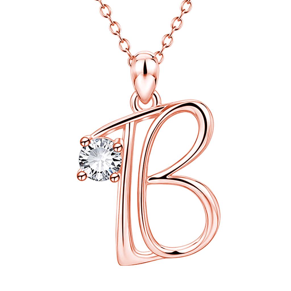 Fashion Alphabet Letter Pendant Necklace with Embedded Crystals Elegant Initial Charm Jewelry for Daily Wear and Special Occasions