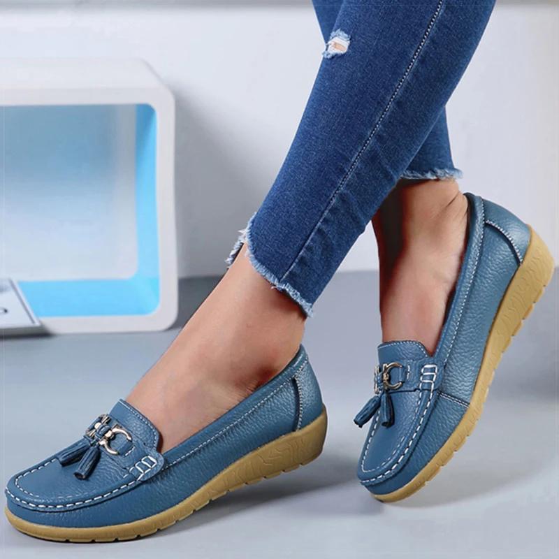 Fashion Women Shoes Nurse Loafers Shoes Classics Flats Zapatos Mujer Comfortable Flat Shoes Women White Casual Leather Women's Footwear