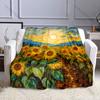 Multi-size Vibrant Sunflowers and Sky. Pattern Blanket Flannel Material Soft Warm for All Seasons, Home Outdoor Camping Picnics