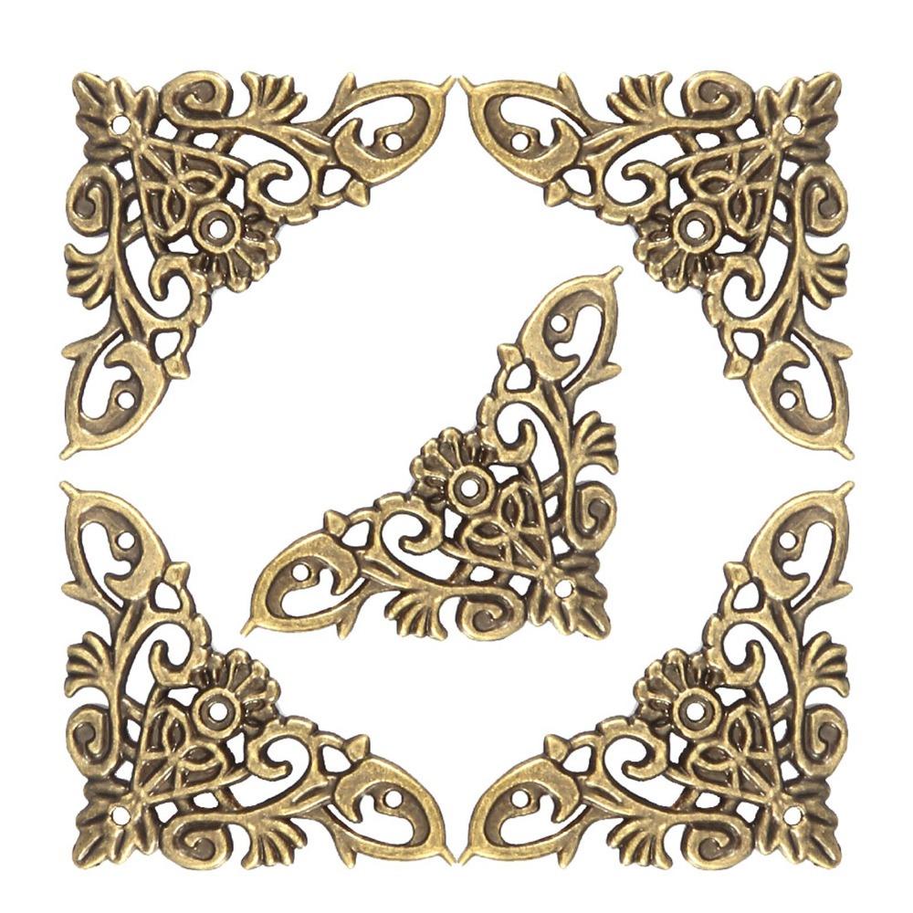 12pcs Metal Hollow Shape Corner Antique Style Edge Protector Home & Office Daily Supplies