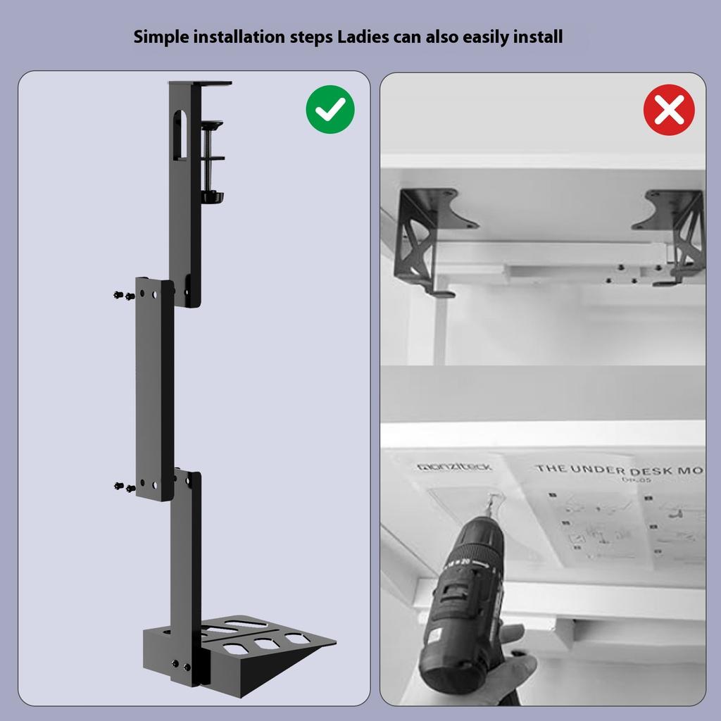Adjustable Clamp Vertical Holder Under Table Storage Rack for Console Hanger Hanging Bracket Console Mount Holder