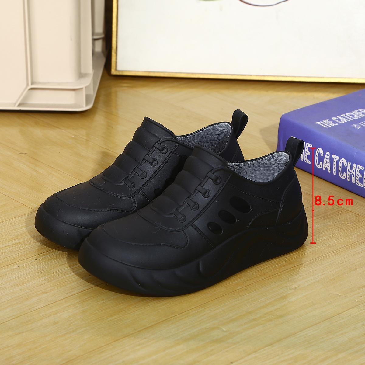 

New inner height increase fashion short rain shoes women s rain shoes car wash vegetable waterproof shoes warm work water shoes 36 чорний