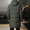 Men Winter Cotton Coat Thicken Padded Hooded Windproof Lightweight Cold Resistant Zipper Closure Long Sleeve Pockets Drawstring Mid Length Outdoor