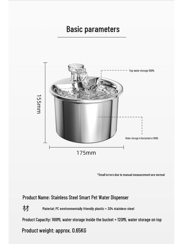 Smart Stainless Steel Pet Water Fountain with Automatic Circulation and Filtration for Cats