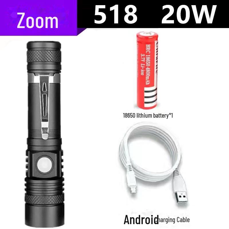 T6 Long-Range LED Aluminum Alloy USB Rechargeable Zoomable Flashlight.