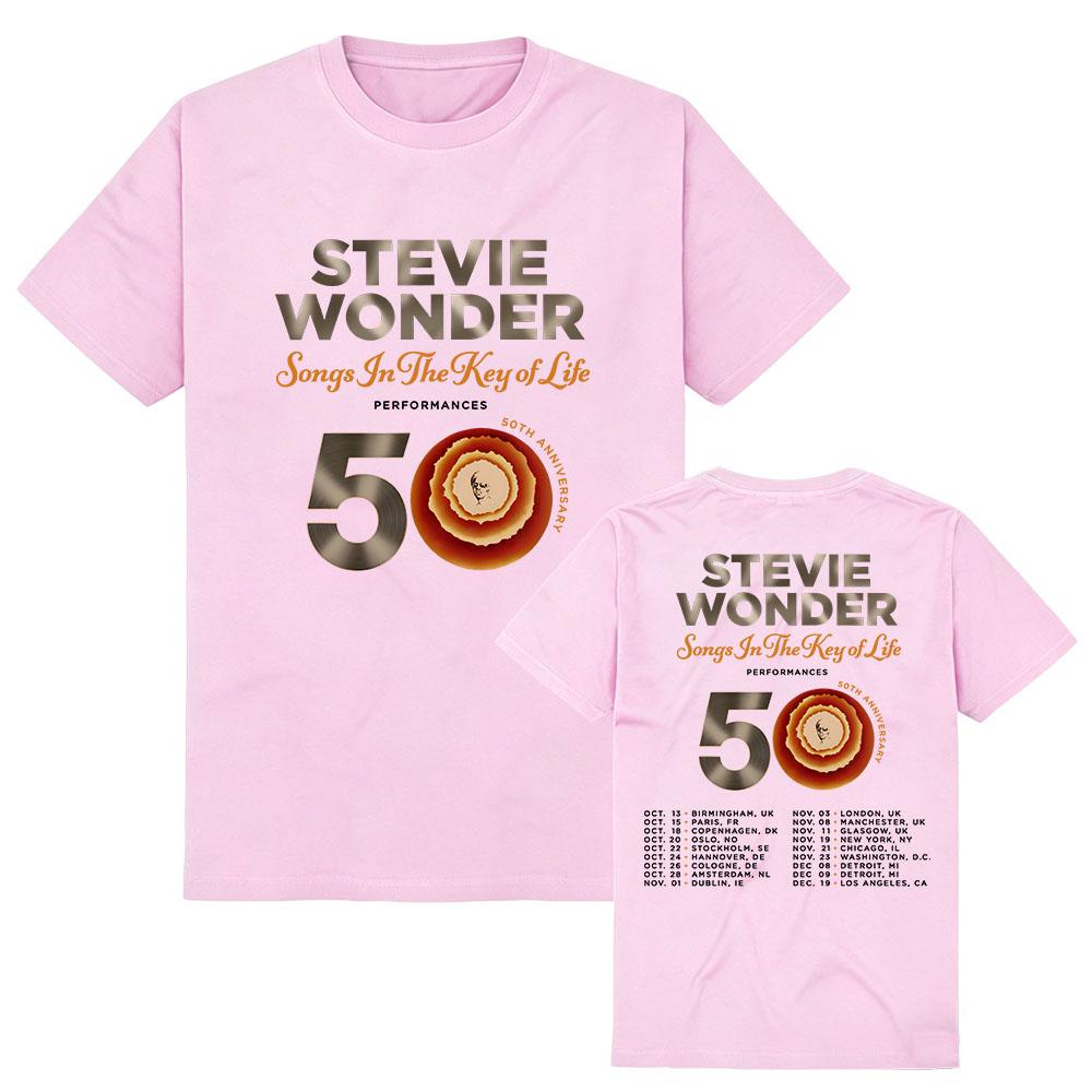 Stevie Wonder Songs in The Key of Life 50th Anniversary Tour T-shirt Cotton Soft Unisex Streetwear Short Sleeve Women Men Tshirt